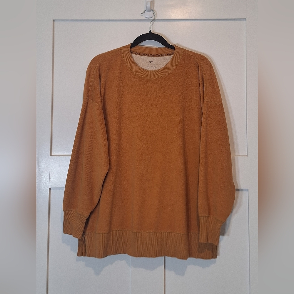 Aerie Oversized Plush Soft Fleece Sweatshirt Burnt Orange Pumpkin Size Small